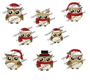 Christmas Owl - Digi Stamp set of 8